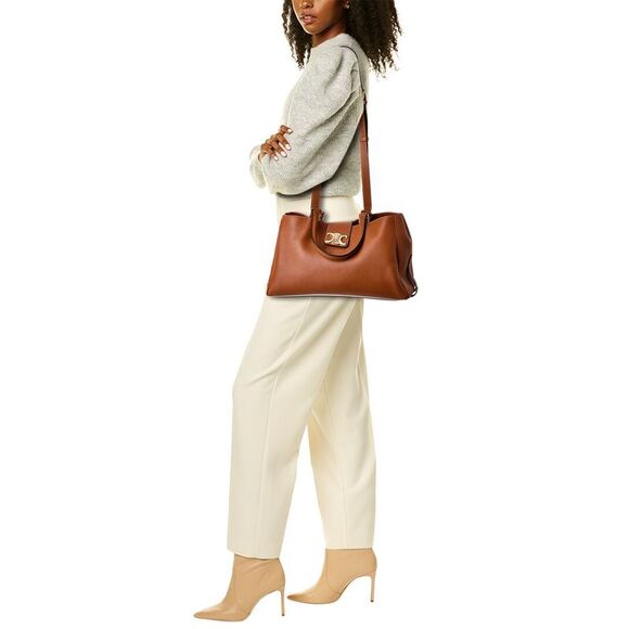 Celine Appoline Medium Leather Tote, Brown - Picture 4 of 4